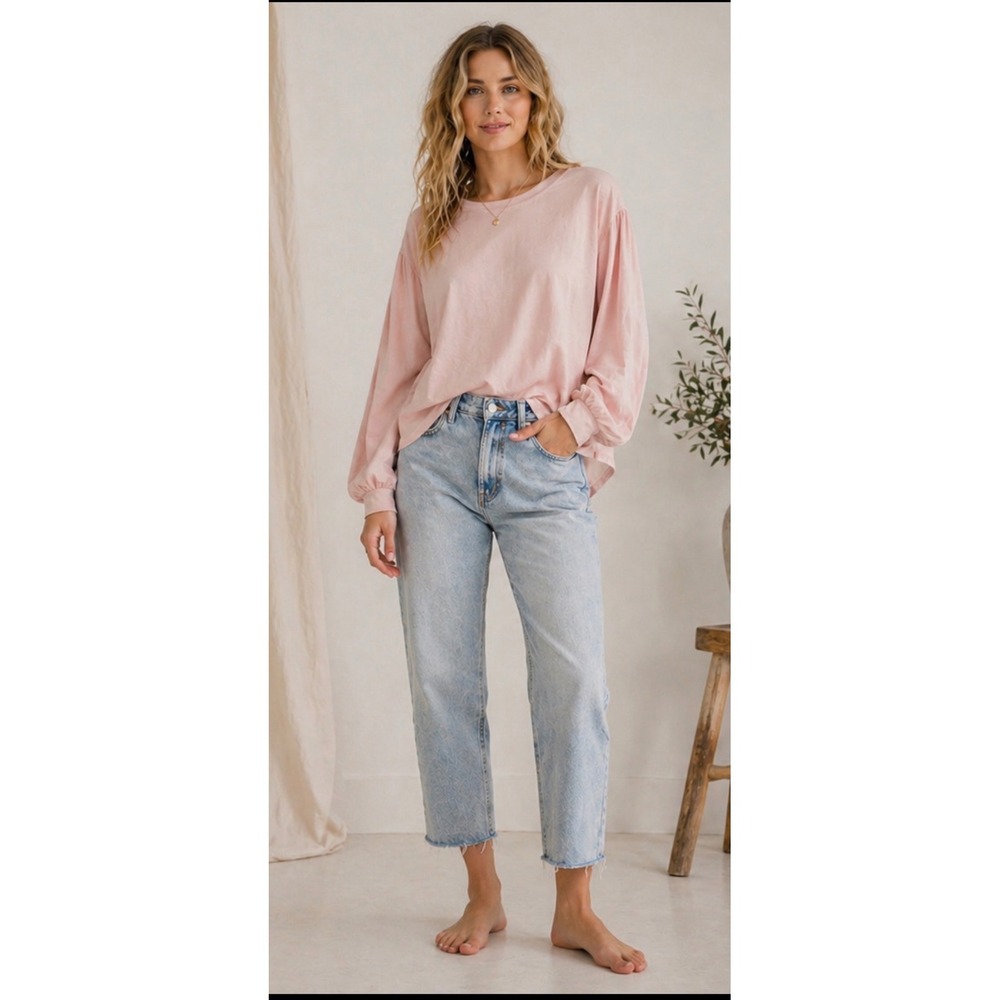 Xirena Blush Pink Long Sleeve Top M Relaxed quiet luxury minimal capsule boho